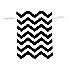 Black And White Chevron Lightweight Drawstring Pouch (l) by Ket1n9