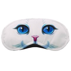 Cute White Cat Blue Eyes Face Sleep Mask by Ket1n9
