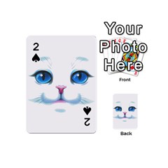 Cute White Cat Blue Eyes Face Playing Cards 54 Designs (mini) by Ket1n9
