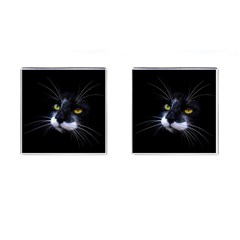 Face Black Cat Cufflinks (square) by Ket1n9