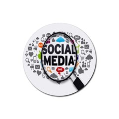 Social Media Computer Internet Typography Text Poster Rubber Round Coaster (4 Pack) by Ket1n9