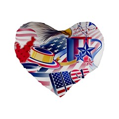 United States Of America Usa  Images Independence Day Standard 16  Premium Flano Heart Shape Cushions by Ket1n9