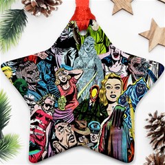 Vintage Horror Collage Pattern Star Ornament (two Sides) by Ket1n9