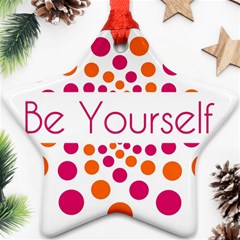 Be Yourself Pink Orange Dots Circular Star Ornament (two Sides) by Ket1n9