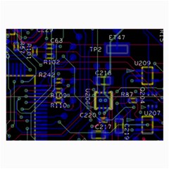Technology Circuit Board Layout Large Glasses Cloth by Ket1n9