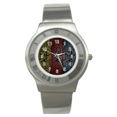 Circuit Board Seamless Patterns Set Stainless Steel Watch by Ket1n9