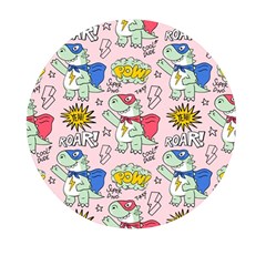 Seamless-pattern-with-many-funny-cute-superhero-dinosaurs-t-rex-mask-cloak-with-comics-style-inscrip Mini Round Pill Box (pack Of 3) by Ket1n9