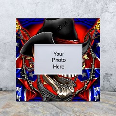 Confederate Flag Usa America United States Csa Civil War Rebel Dixie Military Poster Skull White Box Photo Frame 4  X 6  by Ket1n9