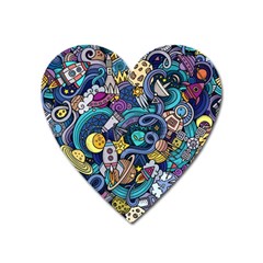 Cartoon-hand-drawn-doodles-on-the-subject-of-space-style-theme-seamless-pattern-vector-background Heart Magnet by Ket1n9
