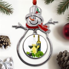 White-wine-red-wine-the-bottle Metal Snowman Ornament by Ket1n9