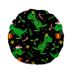 Christmas Funny Pattern Dinosaurs Standard 15  Premium Round Cushions by Ket1n9