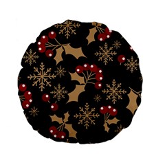 Christmas Pattern With Snowflakes Berries Standard 15  Premium Flano Round Cushions by Ket1n9