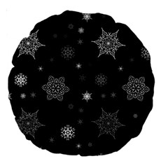 Christmas Snowflake Seamless Pattern With Tiled Falling Snow Large 18  Premium Round Cushions by Ket1n9