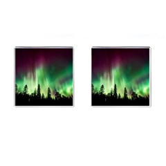 Aurora-borealis-northern-lights Cufflinks (square) by Ket1n9