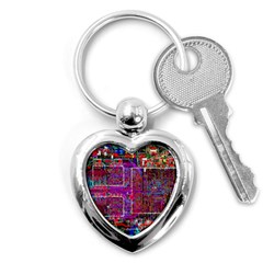 Technology Circuit Board Layout Pattern Key Chain (heart) by Ket1n9