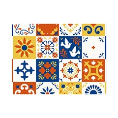 Mexican-talavera-pattern-ceramic-tiles-with-flower-leaves-bird-ornaments-traditional-majolica-style- Premium Plush Fleece Blanket (mini) by Ket1n9