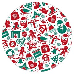 Background Vector Texture Christmas Winter Pattern Seamless Round Trivet by Grandong