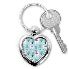 Christmas-tree-cute-lama-with-gift-boxes-seamless-pattern Key Chain (heart) by Grandong