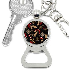 Christmas-pattern-with-snowflakes-berries Bottle Opener Key Chain by Grandong