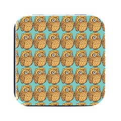 Owl-pattern-background Square Metal Box (black) by Grandong
