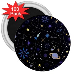 Starry Night  Space Constellations  Stars  Galaxy  Universe Graphic  Illustration 3  Magnets (100 Pack) by Grandong