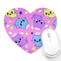Seamless Pattern With Cute Kawaii Kittens Heart Mousepad by Grandong