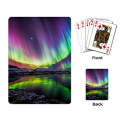 Aurora Borealis Polar Northern Lights Natural Phenomenon North Night Mountains Playing Cards Single Design (rectangle) by Grandong