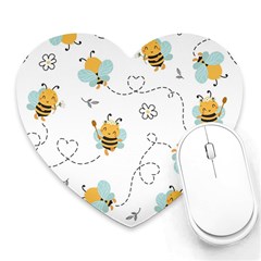 Bee Art Pattern Design Wallpaper Background Print Heart Mousepad by Vaneshop