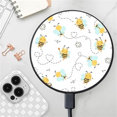 Bee Art Pattern Design Wallpaper Background Print Wireless Fast Charger(black) by Vaneshop