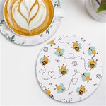 Bee Art Pattern Design Wallpaper Background Print UV Print Round Tile Coaster Front