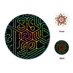 Circuit Hexagonal Geometric Pattern Background Pattern Playing Cards Single Design (round) by Vaneshop