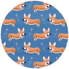 Corgi Patterns Wooden Puzzle Round by Amaryn4rt
