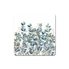 Green And Gold Eucalyptus Leaf Square Magnet by Jack14