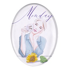 Monday 1 Oval Glass Fridge Magnet (4 Pack) by SychEva