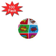 Pop Art Comic Vector Speech Cartoon Bubbles Popart Style With Humor Text Boom Bang Bubbling Expressi 1  Mini Magnets (100 Pack)  by Amaryn4rt
