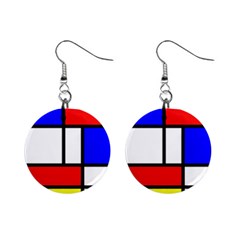 Mondrian-red-blue-yellow Mini Button Earrings by Amaryn4rt