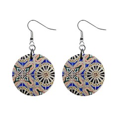 Ceramic-portugal-tiles-wall- Mini Button Earrings by Amaryn4rt