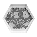 Colorful-funny-christmas-pattern Merry Christmas Xmas Hexagon Wood Jewelry Box Front