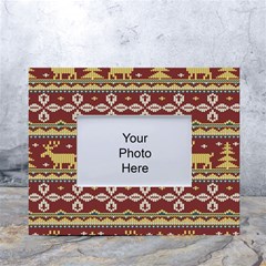 Beautiful-knitted-christmas-pattern Xmas White Tabletop Photo Frame 4 x6  by Amaryn4rt