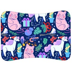 Colorful-funny-christmas-pattern Pig Animal Velour Seat Head Rest Cushion by Amaryn4rt