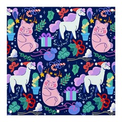 Colorful-funny-christmas-pattern Pig Animal Banner And Sign 3  X 3  by Amaryn4rt