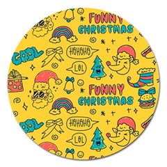 Colorful-funny-christmas-pattern Cool Ho Ho Ho Lol Magnet 5  (round) by Amaryn4rt