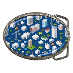 Isometric-seamless-pattern-megapolis Belt Buckles by Amaryn4rt