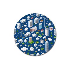 Isometric-seamless-pattern-megapolis Magnet 3  (round) by Amaryn4rt