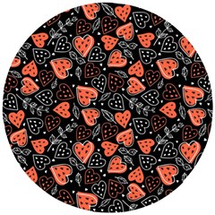 Seamless-vector-pattern-with-watermelons-hearts-mint Wooden Puzzle Round by Amaryn4rt