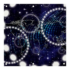 Continents Stars Networks Internet Banner And Sign 3  X 3  by Pakjumat