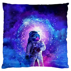 The Cosmonaut Galaxy Art Space Astronaut Large Premium Plush Fleece Cushion Case (one Side) by Pakjumat