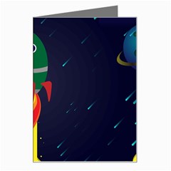 Rocket Halftone Astrology Astronaut Greeting Card by Pakjumat