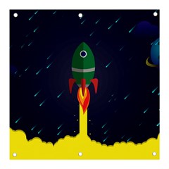 Rocket Halftone Astrology Astronaut Banner And Sign 3  X 3  by Pakjumat