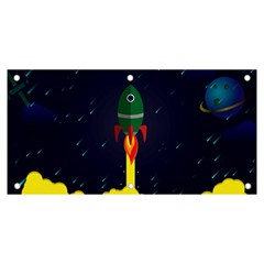 Rocket Halftone Astrology Astronaut Banner And Sign 6  X 3  by Pakjumat